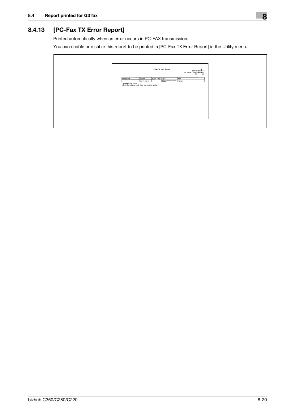 13 [pc-fax tx error report, Pc-fax tx error report] -20 | Konica Minolta BIZHUB C360 User Manual | Page 165 / 299