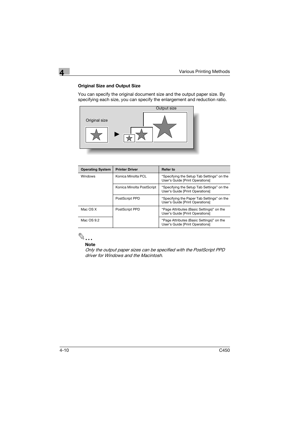 Original size and output size, Original size and output size -10 | Konica Minolta BIZHUB C450 User Manual | Page 63 / 94