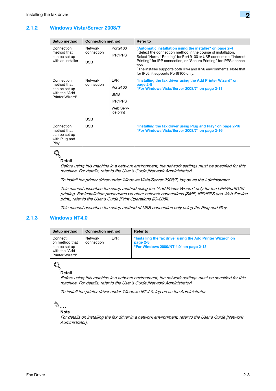 2 windows vista/server 2008/7, 3 windows nt4.0, Windows vista/server 2008/7 -3 | Windows nt4.0 -3 | Konica Minolta bizhub 751 User Manual | Page 15 / 69