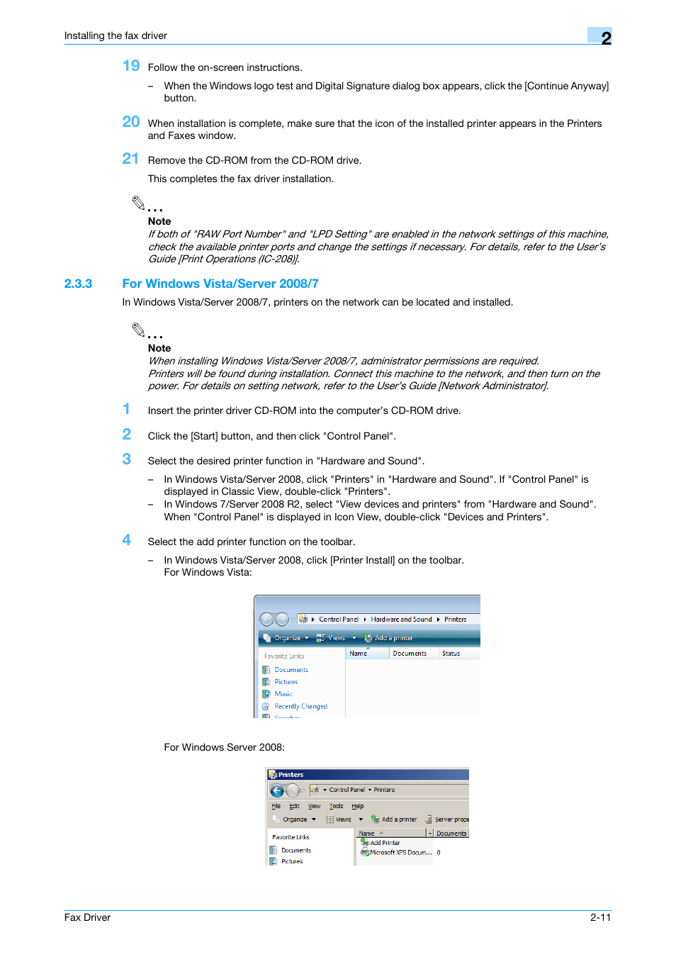 3 for windows vista/server 2008/7, For windows vista/server 2008/7 -11 | Konica Minolta bizhub 751 User Manual | Page 23 / 69