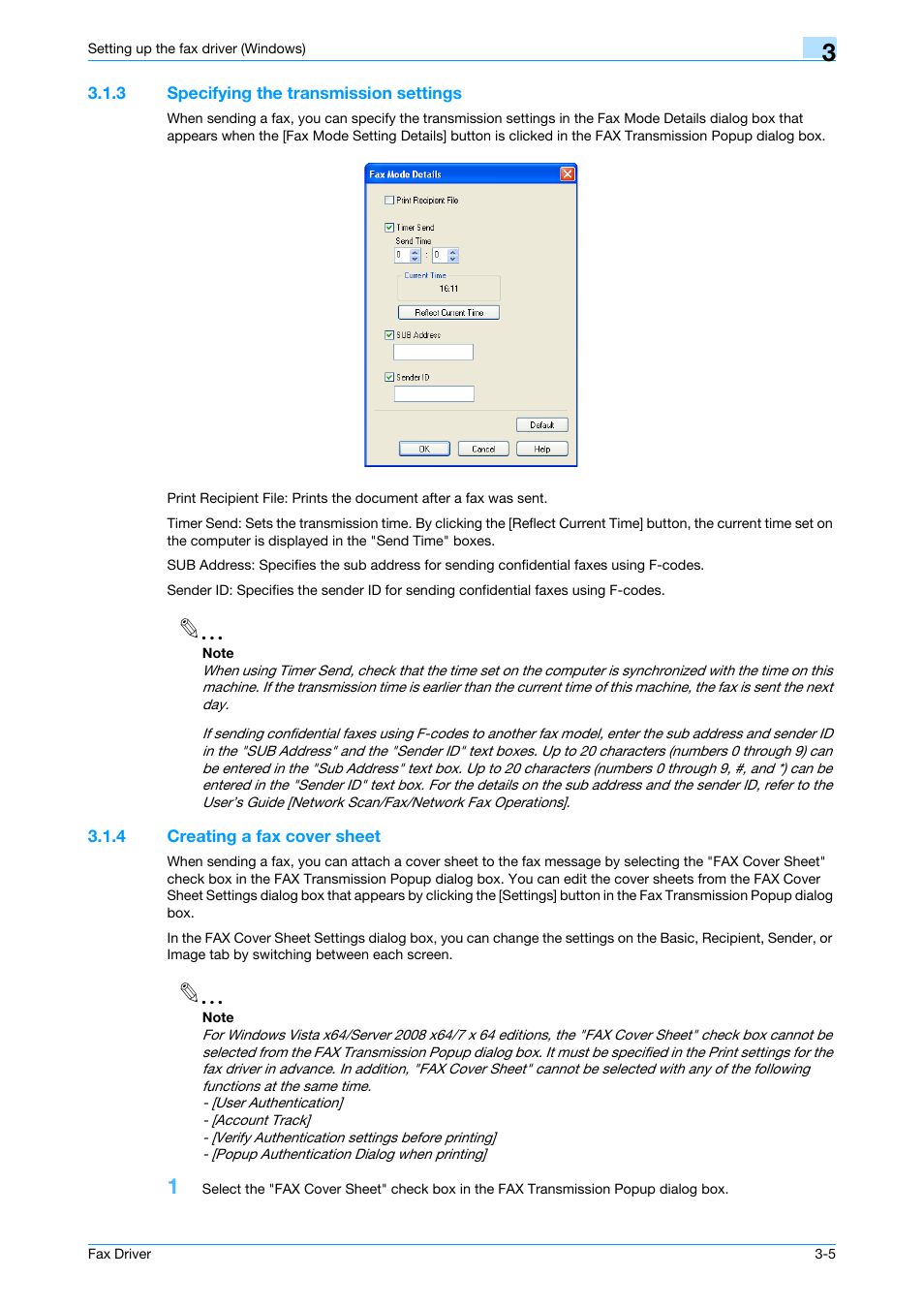 3 specifying the transmission settings, 4 creating a fax cover sheet, Specifying the transmission settings -5 | Creating a fax cover sheet -5, Creating a fax cover | Konica Minolta bizhub 751 User Manual | Page 38 / 69