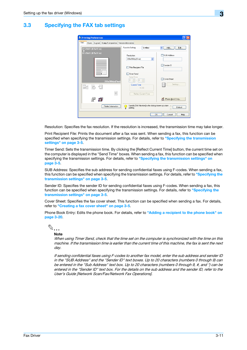 3 specifying the fax tab settings, Specifying the fax tab settings -11 | Konica Minolta bizhub 751 User Manual | Page 44 / 69