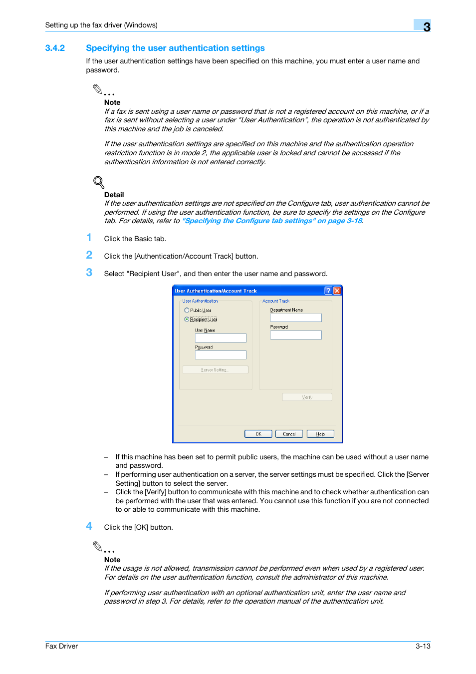 2 specifying the user authentication settings, Specifying the user authentication settings -13 | Konica Minolta bizhub 751 User Manual | Page 46 / 69