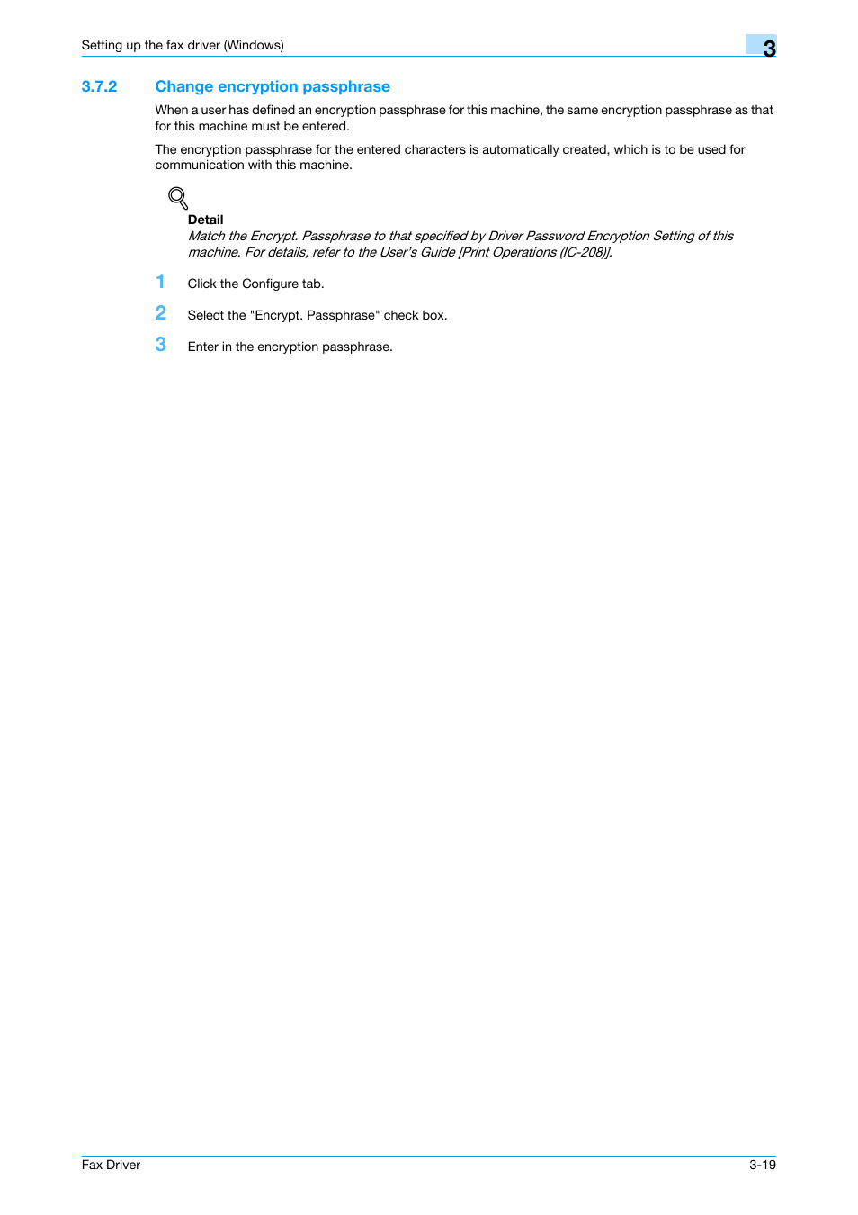2 change encryption passphrase, Change encryption passphrase -19 | Konica Minolta bizhub 751 User Manual | Page 52 / 69
