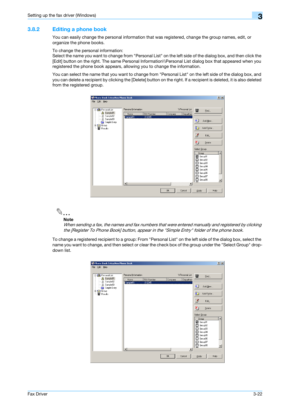 2 editing a phone book, Editing a phone book -22 | Konica Minolta bizhub 751 User Manual | Page 55 / 69