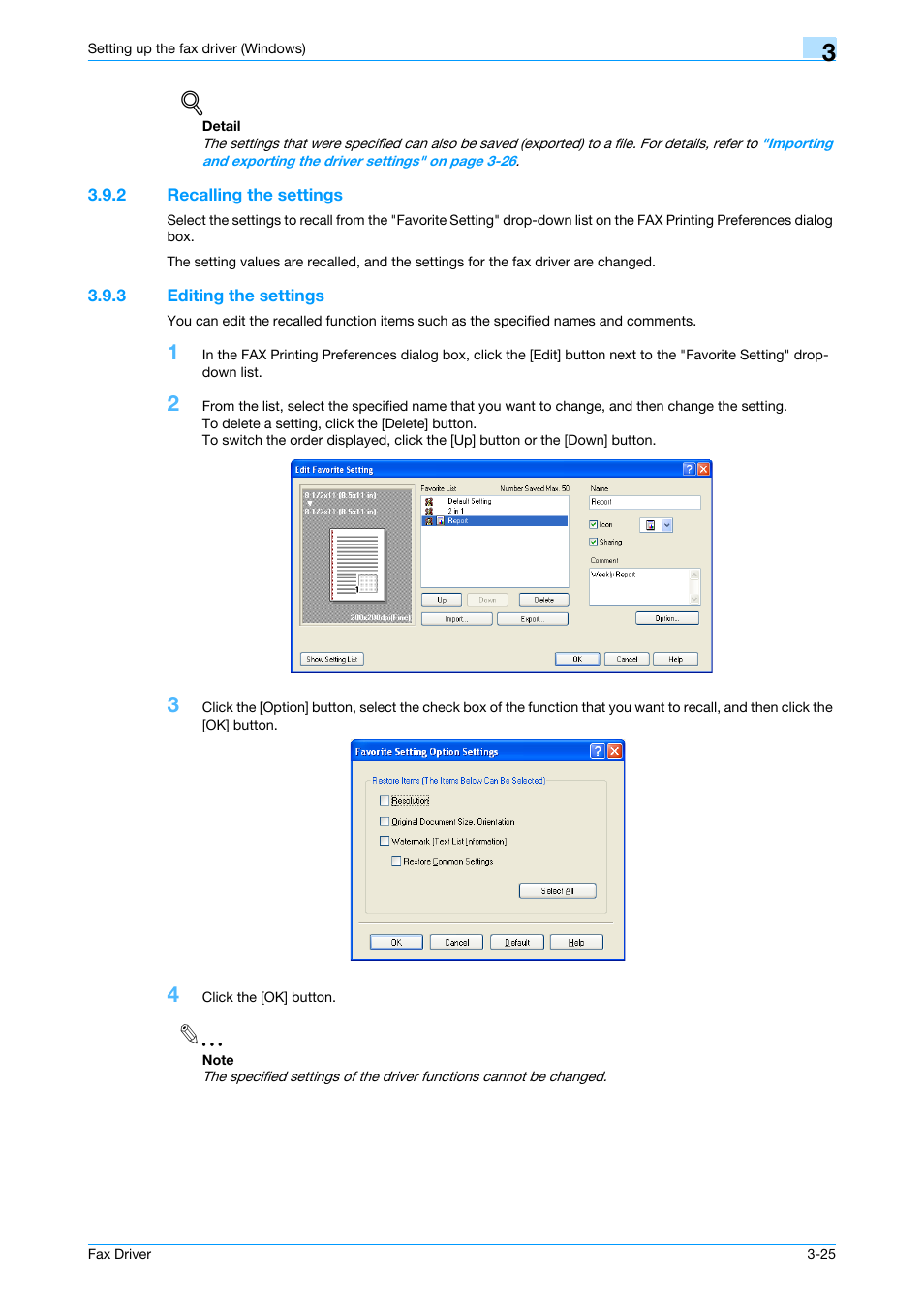 2 recalling the settings, 3 editing the settings, Recalling the settings -25 | Editing the settings -25 | Konica Minolta bizhub 751 User Manual | Page 58 / 69