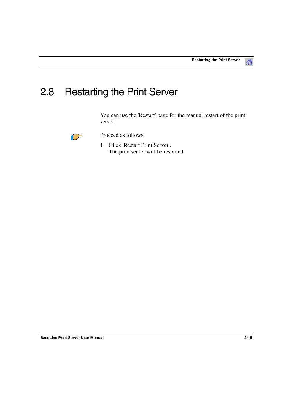8 restarting the print server -15, Restarting the print server, 8 restarting the print server | Konica Minolta PagePro 1300 Series User Manual | Page 25 / 50