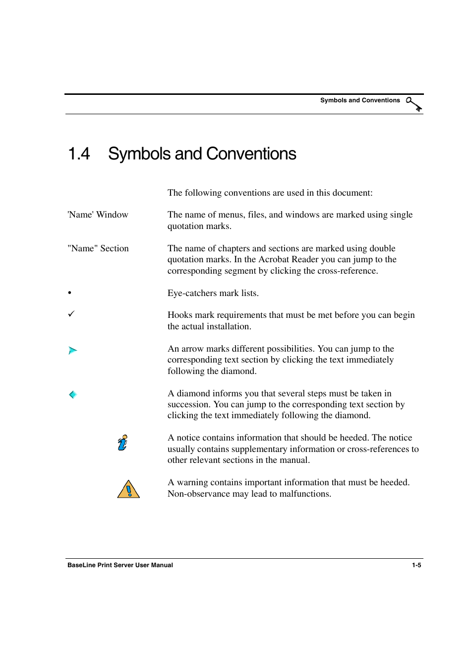 4 symbols and conventions -5, Symbols and conventions, 4 symbols and conventions | Konica Minolta PagePro 1300 Series User Manual | Page 9 / 50