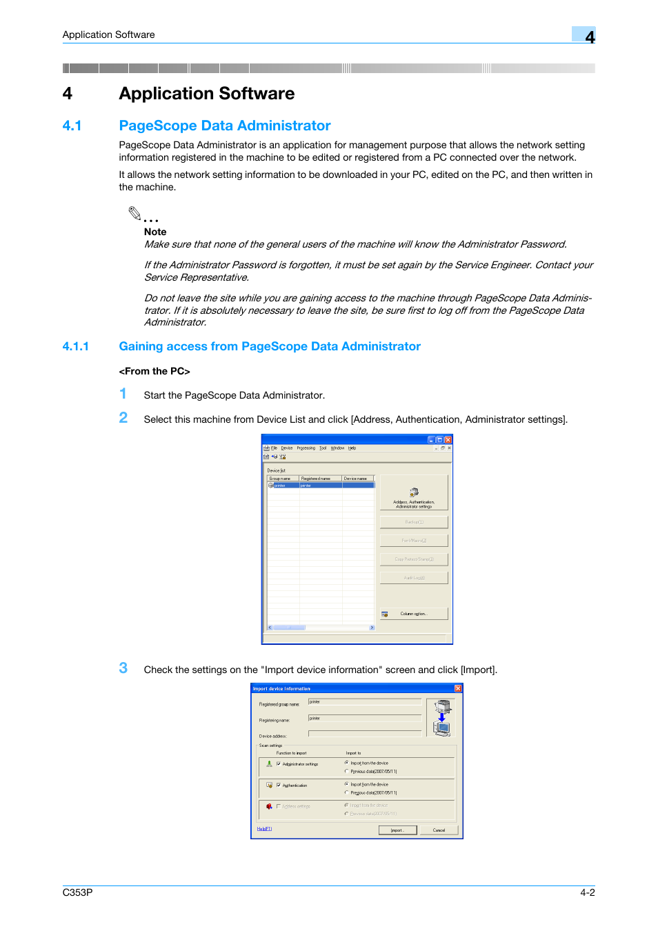 From the pc, Application software, 4application software | Konica Minolta bizhub C353P User Manual | Page 81 / 96