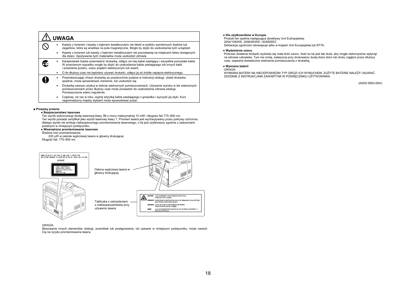Uwaga | Konica Minolta bizhub 40P User Manual | Page 17 / 40
