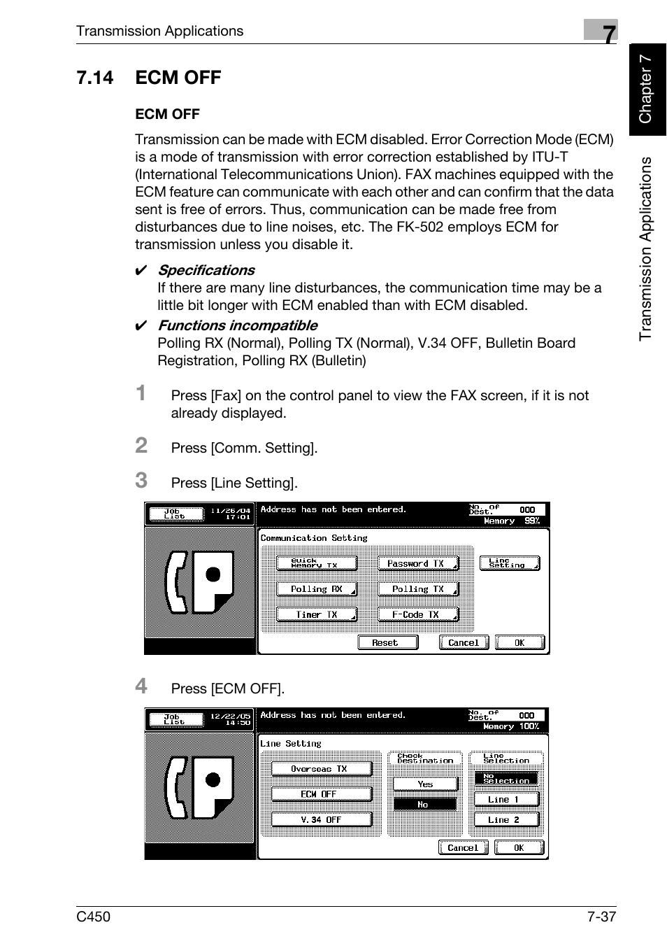 14 ecm off, Ecm off, Ecm off -37 | Konica Minolta FK-502 User Manual | Page 174 / 450