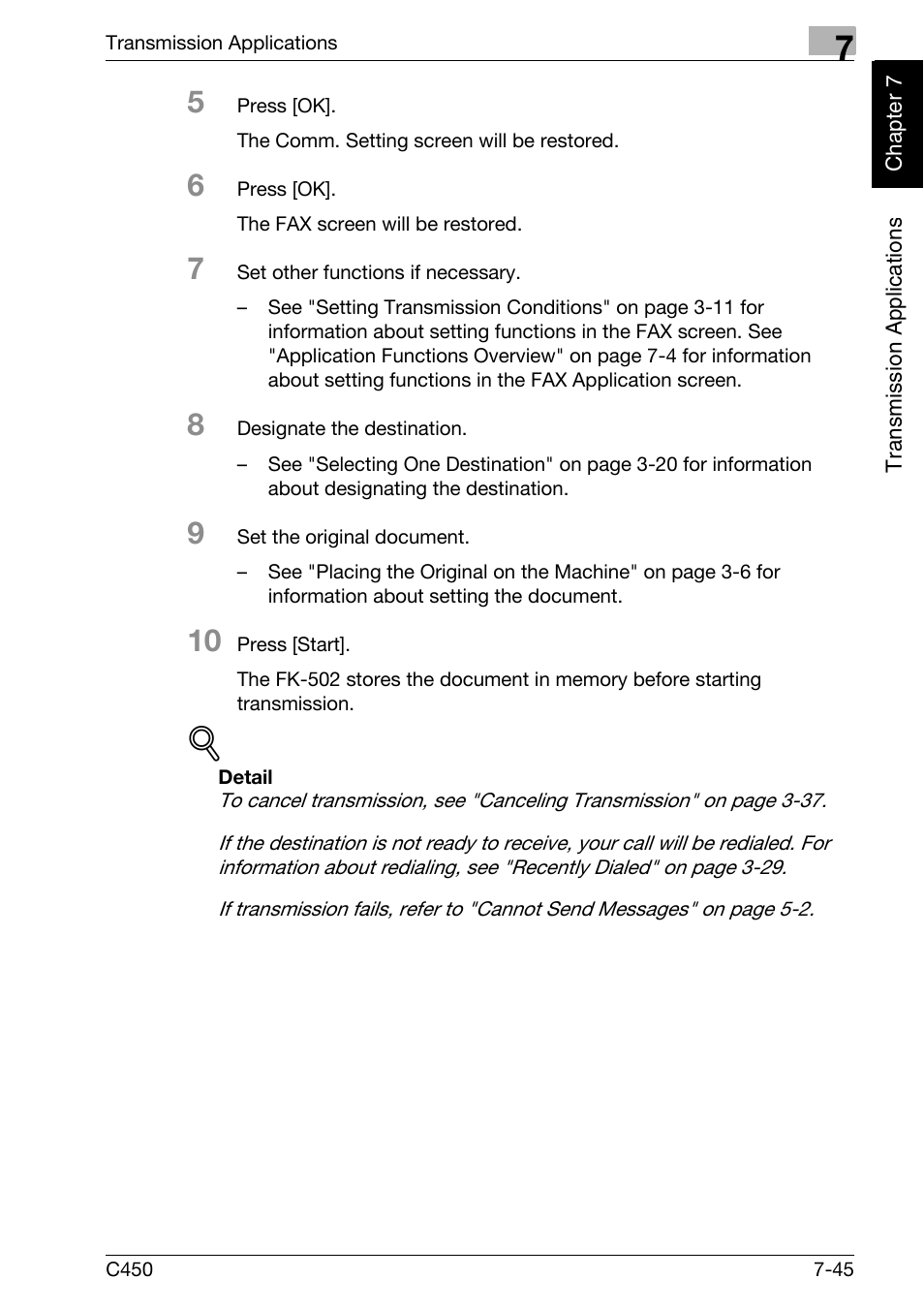 Konica Minolta FK-502 User Manual | Page 182 / 450