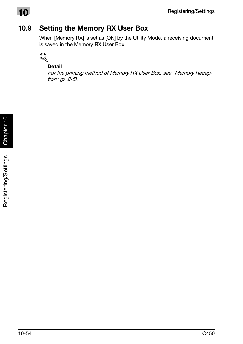 9 setting the memory rx user box, Setting the memory rx user box -54 | Konica Minolta FK-502 User Manual | Page 259 / 450