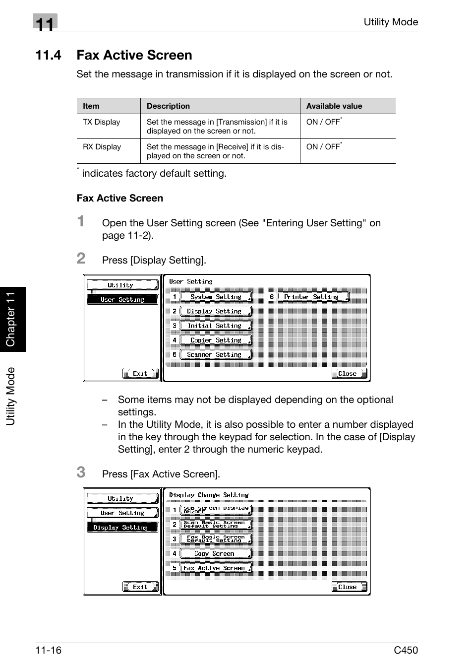 4 fax active screen, Fax active screen, Fax active screen -16 | Konica Minolta FK-502 User Manual | Page 275 / 450