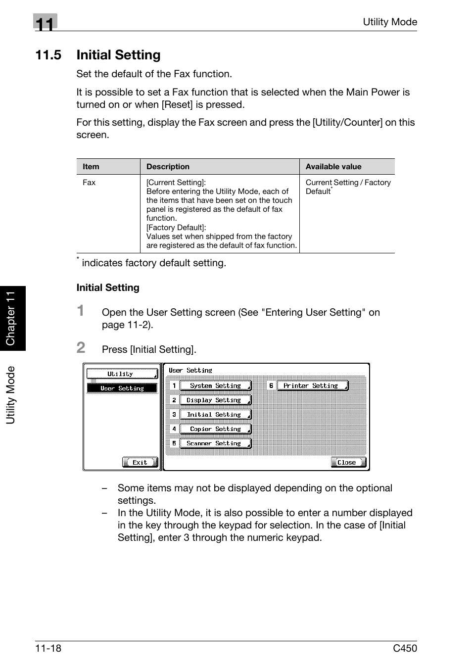 5 initial setting, Initial setting, Initial setting -18 | Konica Minolta FK-502 User Manual | Page 277 / 450
