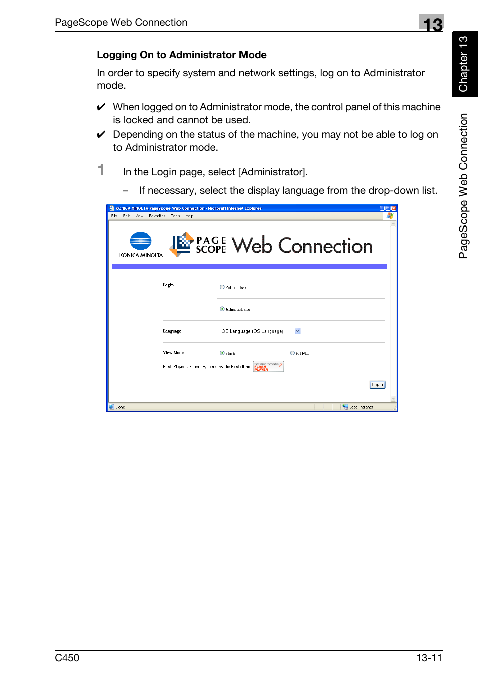 Logging on to administrator mode | Konica Minolta FK-502 User Manual | Page 400 / 450