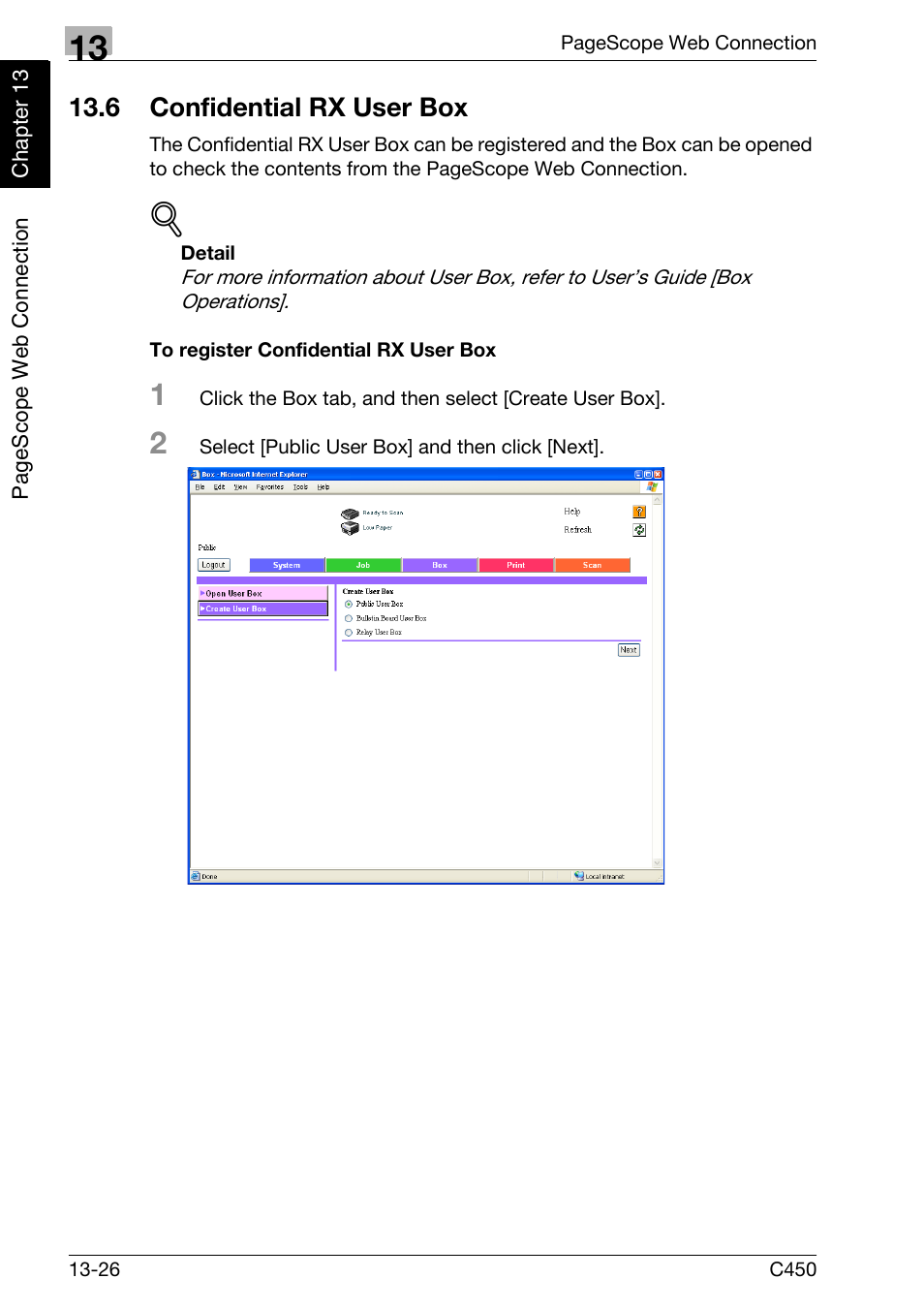 6 confidential rx user box, To register confidential rx user box, Confidential rx user box -26 | Konica Minolta FK-502 User Manual | Page 415 / 450