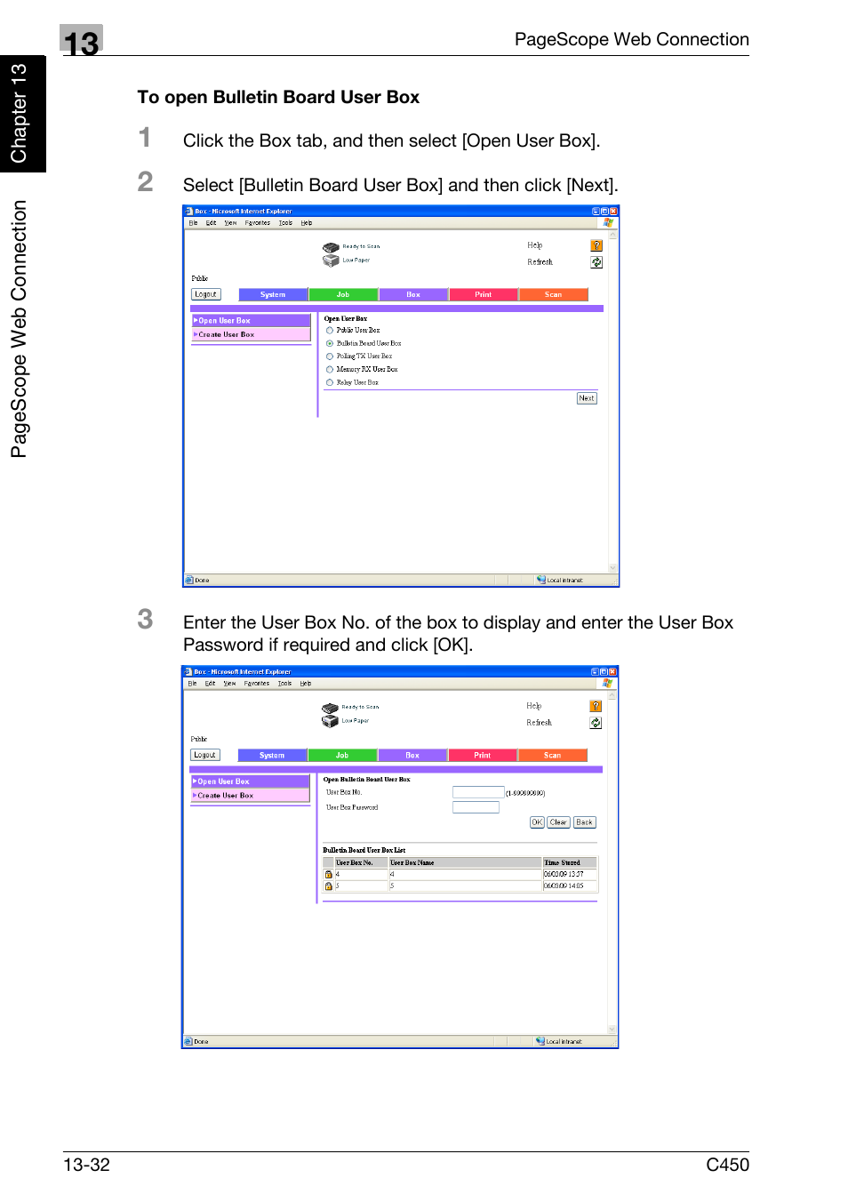 To open bulletin board user box | Konica Minolta FK-502 User Manual | Page 421 / 450