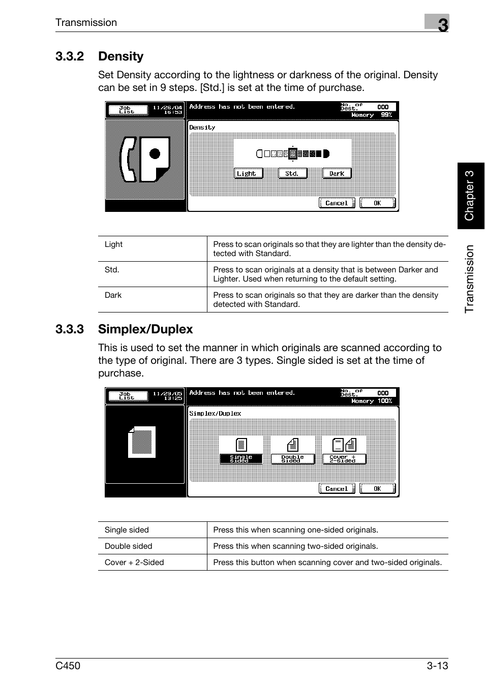 2 density, 3 simplex/duplex, Density -13 | Simplex/duplex -13 | Konica Minolta FK-502 User Manual | Page 68 / 450