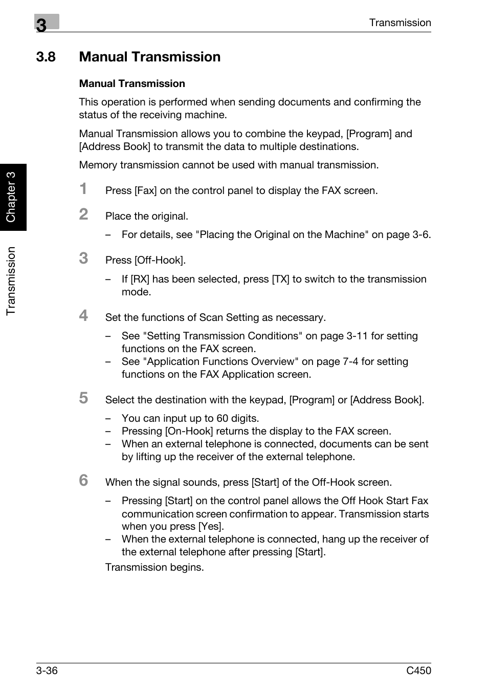 8 manual transmission, Manual transmission, Manual transmission -36 | Konica Minolta FK-502 User Manual | Page 91 / 450