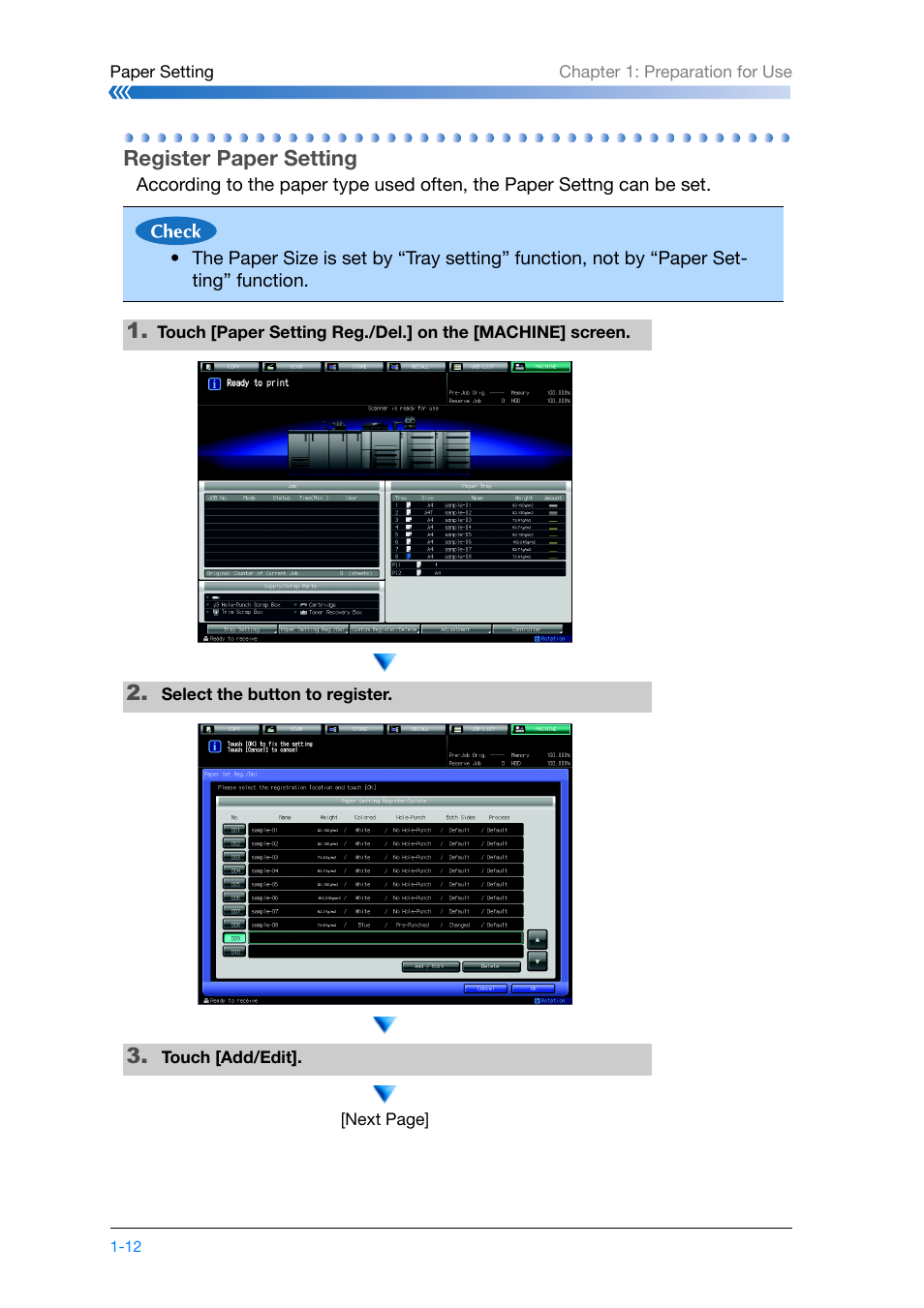 Register paper setting, Register paper setting -12 | Konica Minolta bizhub PRO 1200 User Manual | Page 22 / 134