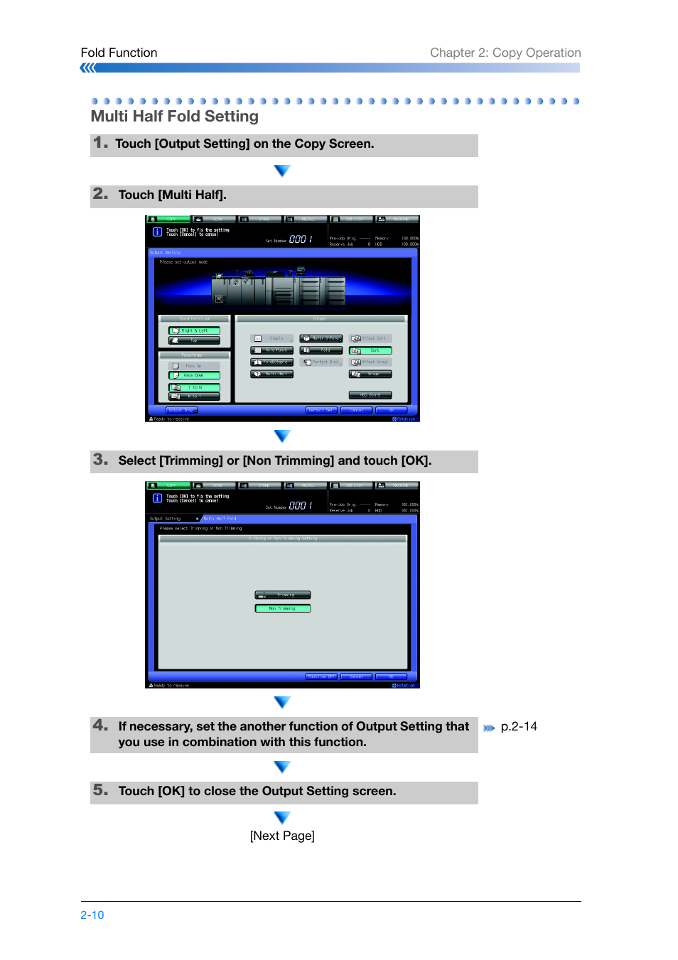 Multi half fold setting, Multi half fold setting -10 | Konica Minolta bizhub PRO 1200 User Manual | Page 44 / 134