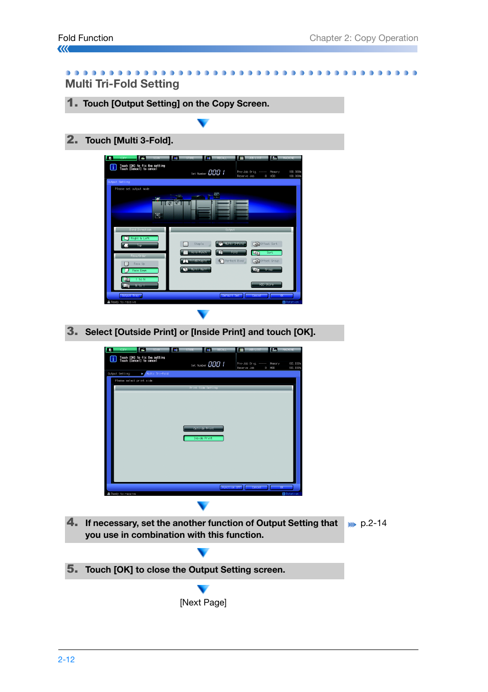 Multi tri-fold setting, Multi tri-fold setting -12 | Konica Minolta bizhub PRO 1200 User Manual | Page 46 / 134