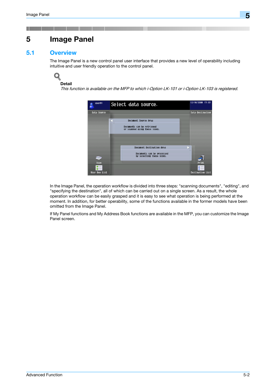 5 image panel, 1 overview, Image panel | Overview -2, 5image panel | Konica Minolta bizhub 751 User Manual | Page 38 / 84