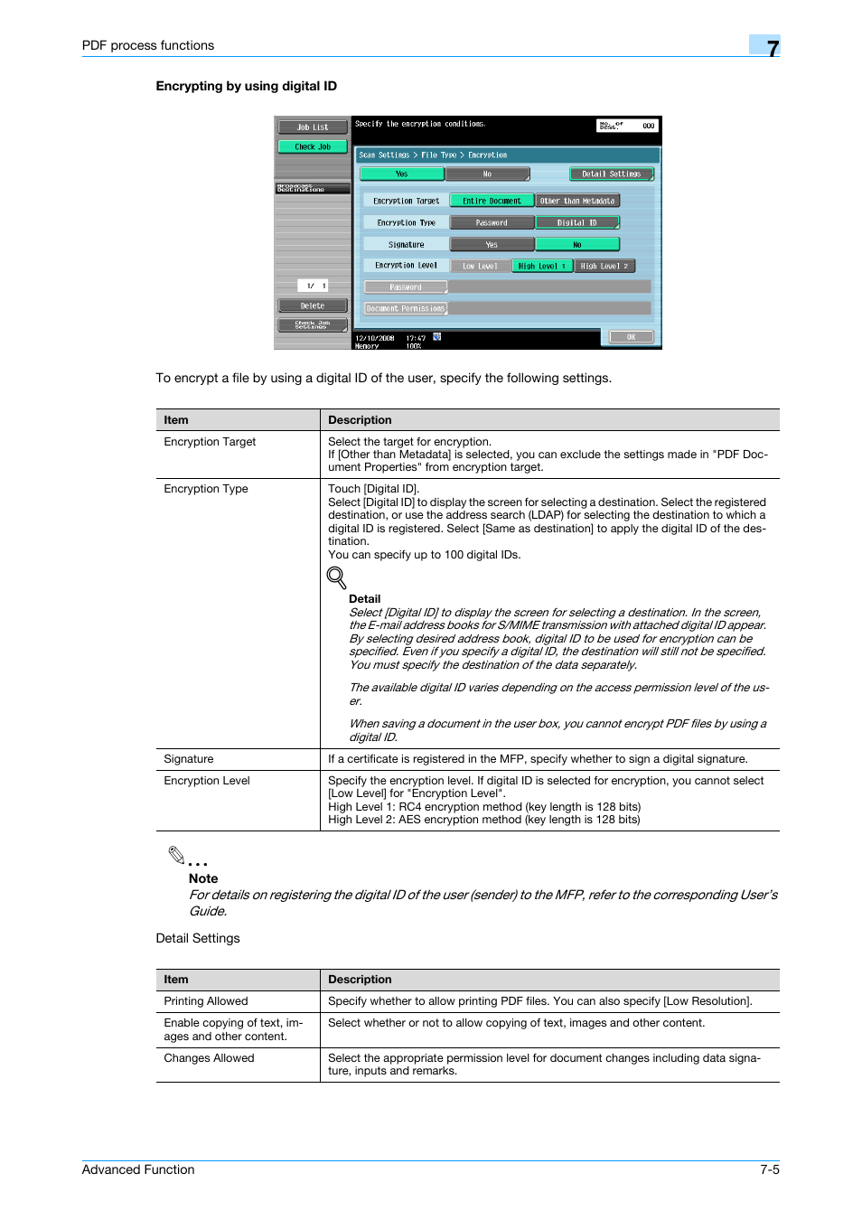Encrypting by using digital id, Encrypting by using digital id -5 | Konica Minolta bizhub 751 User Manual | Page 59 / 84