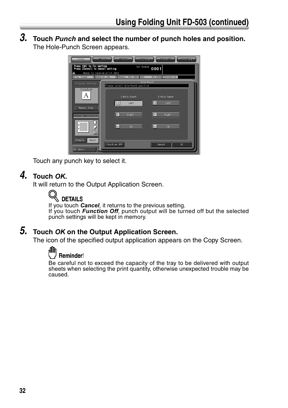 Using folding unit fd-503 (continued) | Konica Minolta bizhub PRO 1050P User Manual | Page 36 / 88