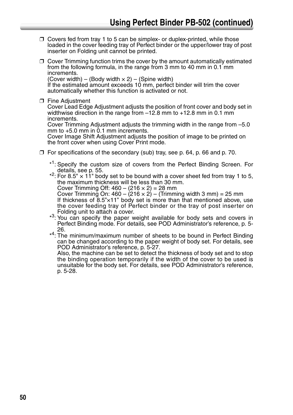 Using perfect binder pb-502 (continued) | Konica Minolta bizhub PRO 1050P User Manual | Page 54 / 88