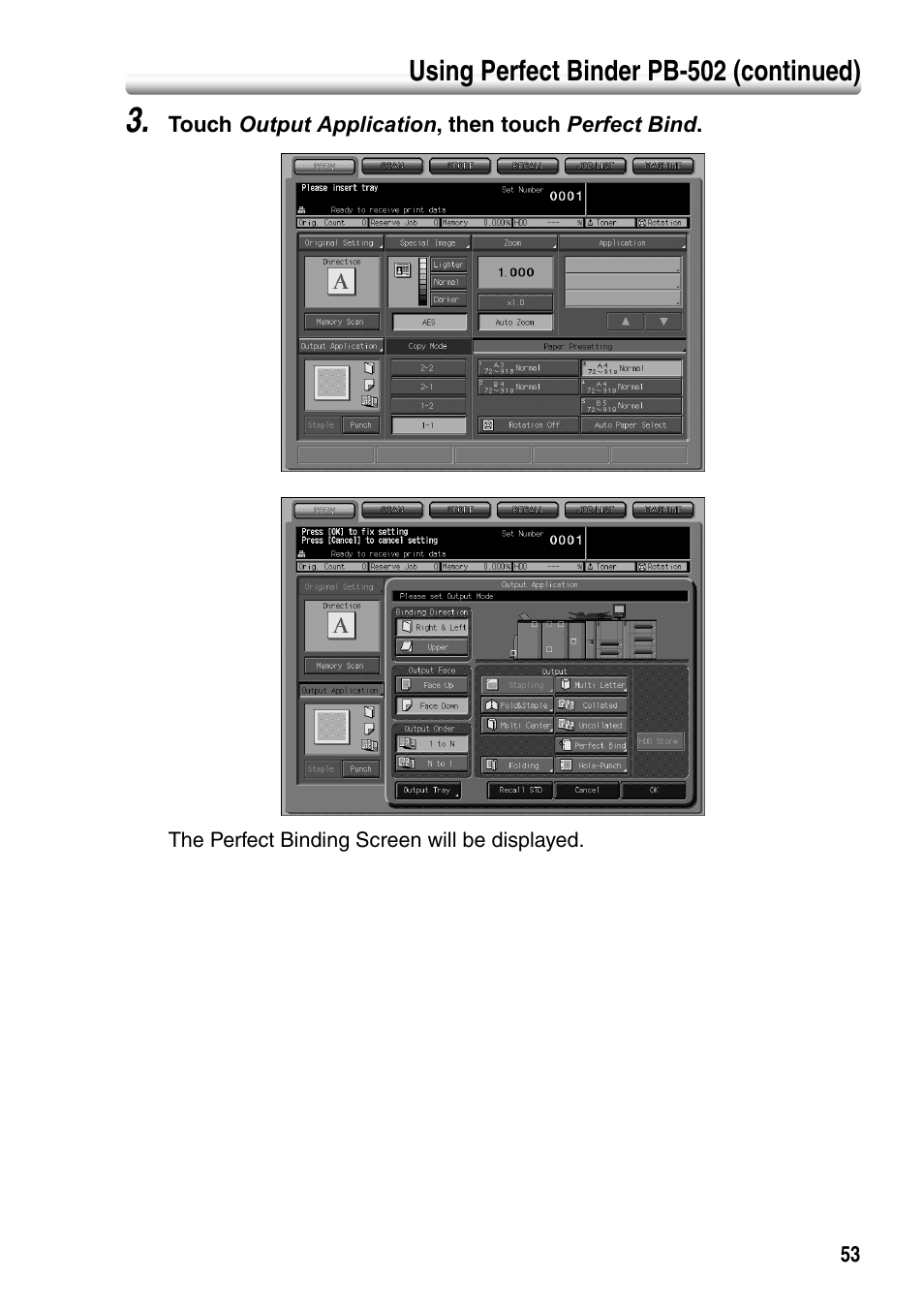 Using perfect binder pb-502 (continued) | Konica Minolta bizhub PRO 1050P User Manual | Page 57 / 88
