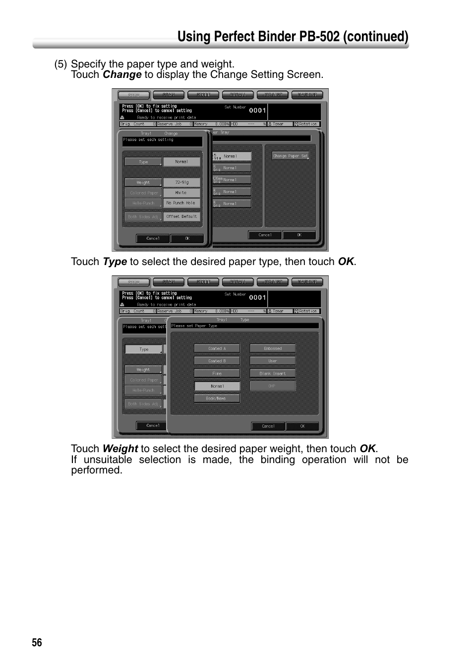 Using perfect binder pb-502 (continued) | Konica Minolta bizhub PRO 1050P User Manual | Page 60 / 88