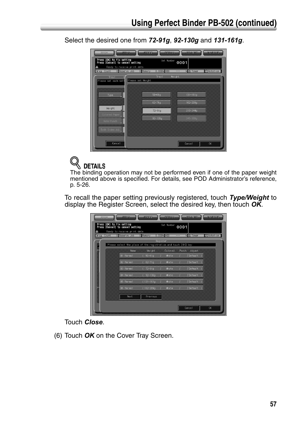 Using perfect binder pb-502 (continued) | Konica Minolta bizhub PRO 1050P User Manual | Page 61 / 88