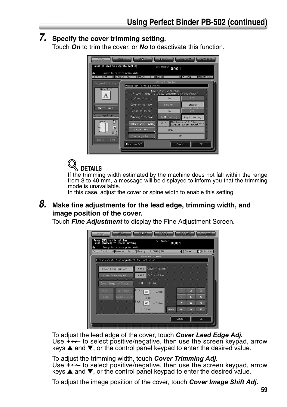 Using perfect binder pb-502 (continued) | Konica Minolta bizhub PRO 1050P User Manual | Page 63 / 88