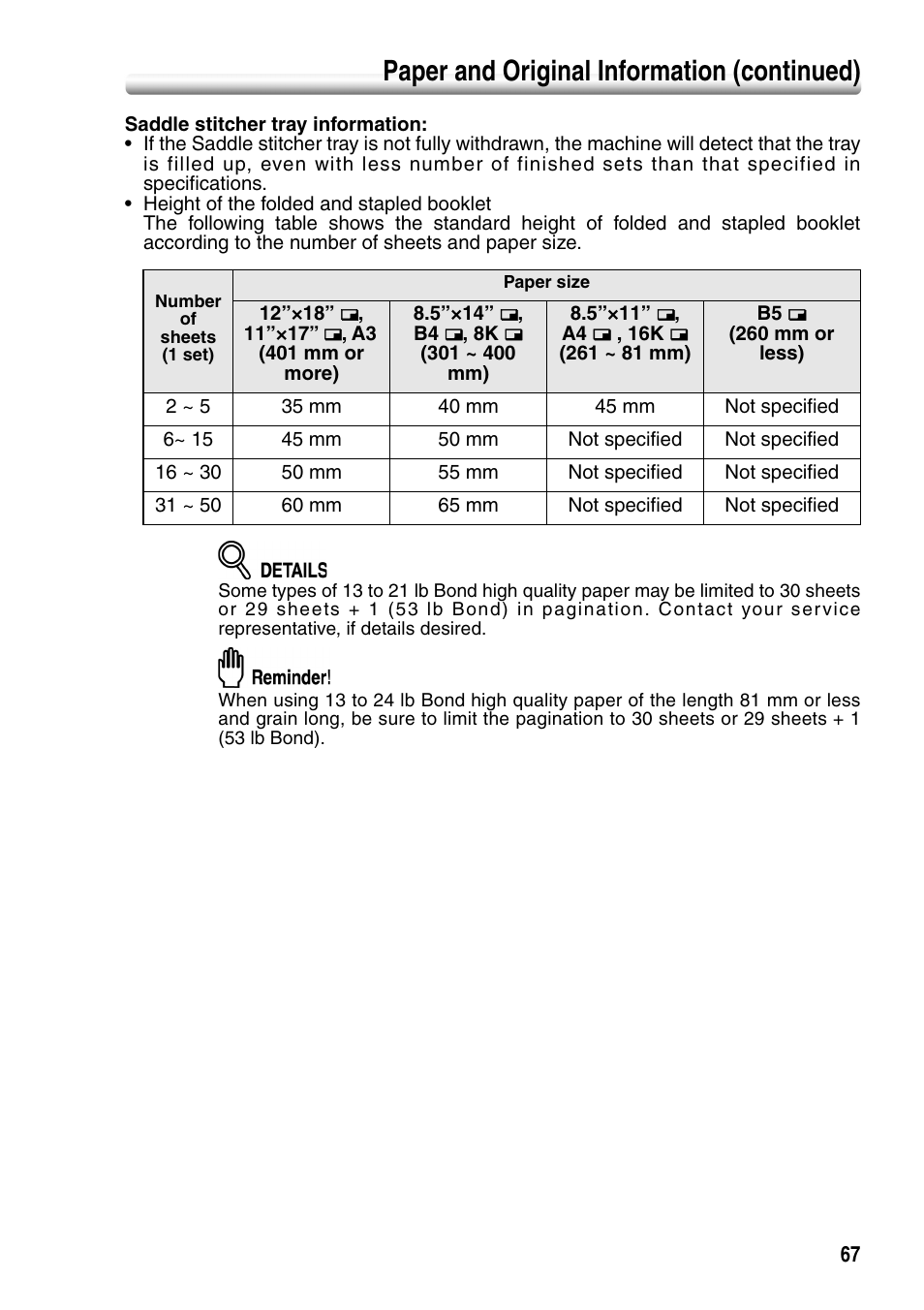 Paper and original information (continued) | Konica Minolta bizhub PRO 1050P User Manual | Page 71 / 88