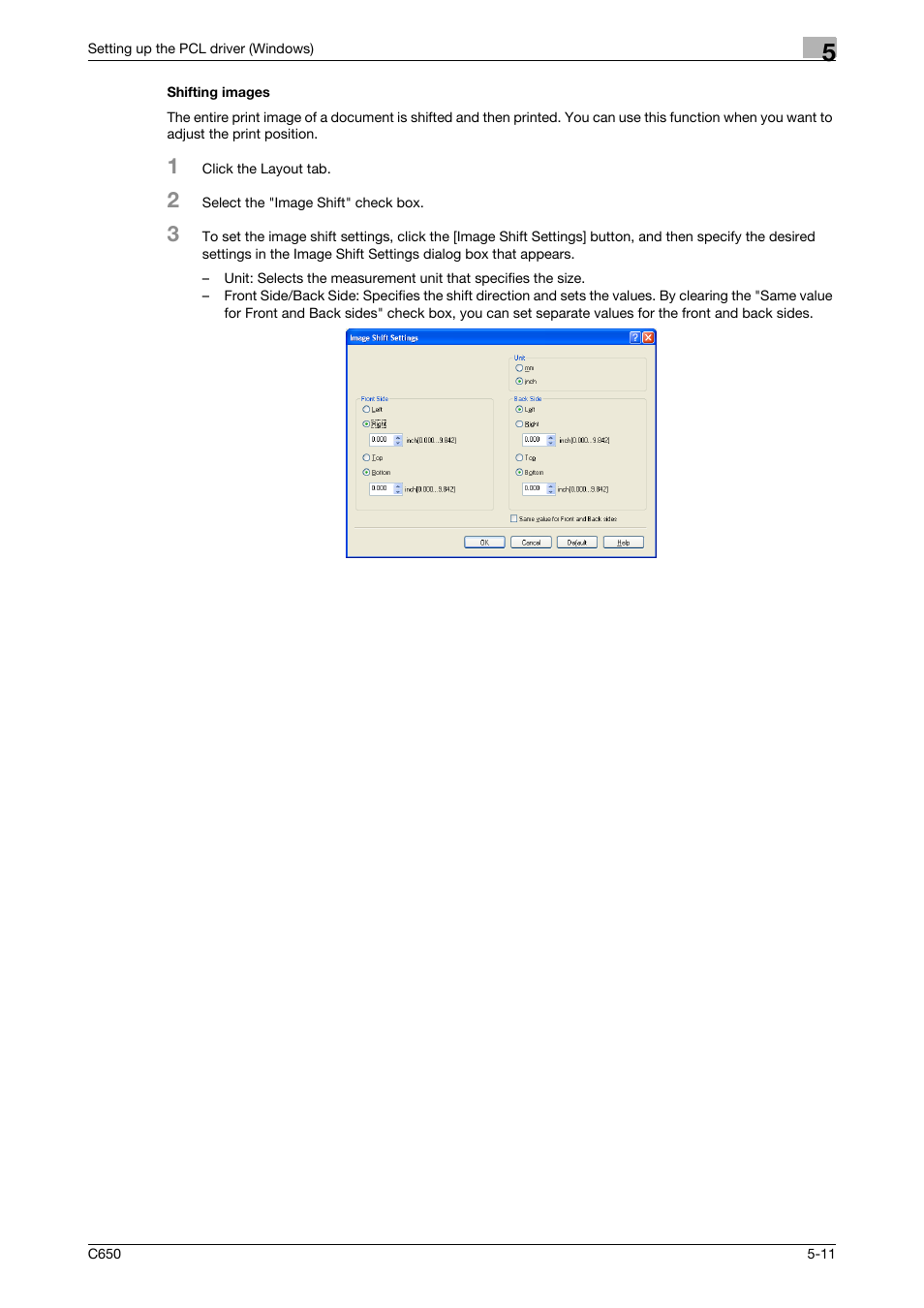 Shifting images, Shifting images -11 | Konica Minolta bizhub C650 User Manual | Page 107 / 303