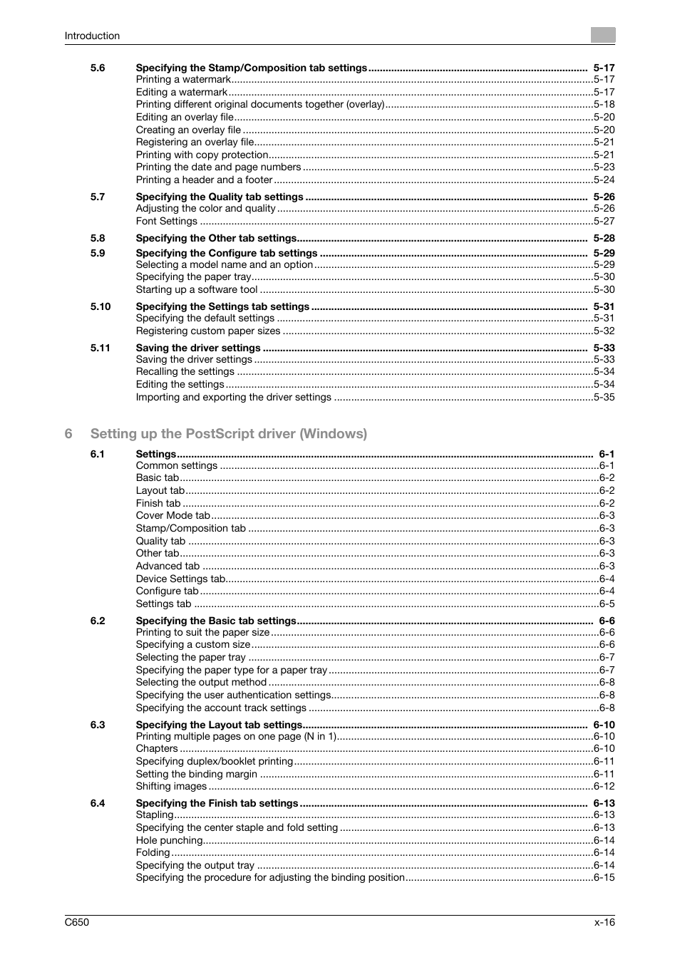 6setting up the postscript driver (windows) | Konica Minolta bizhub C650 User Manual | Page 17 / 303