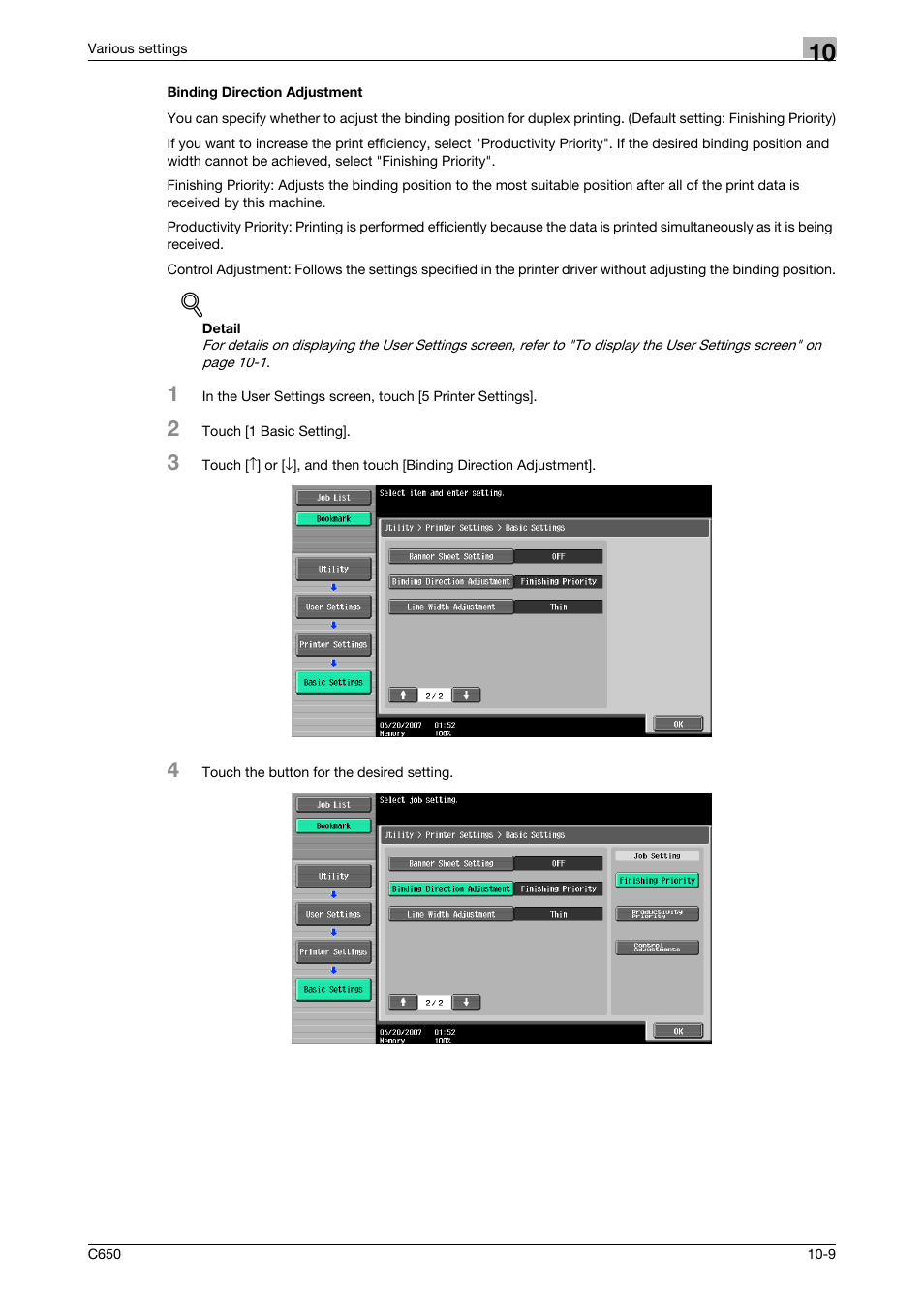 Binding direction adjustment, Binding direction adjustment -9 | Konica Minolta bizhub C650 User Manual | Page 253 / 303