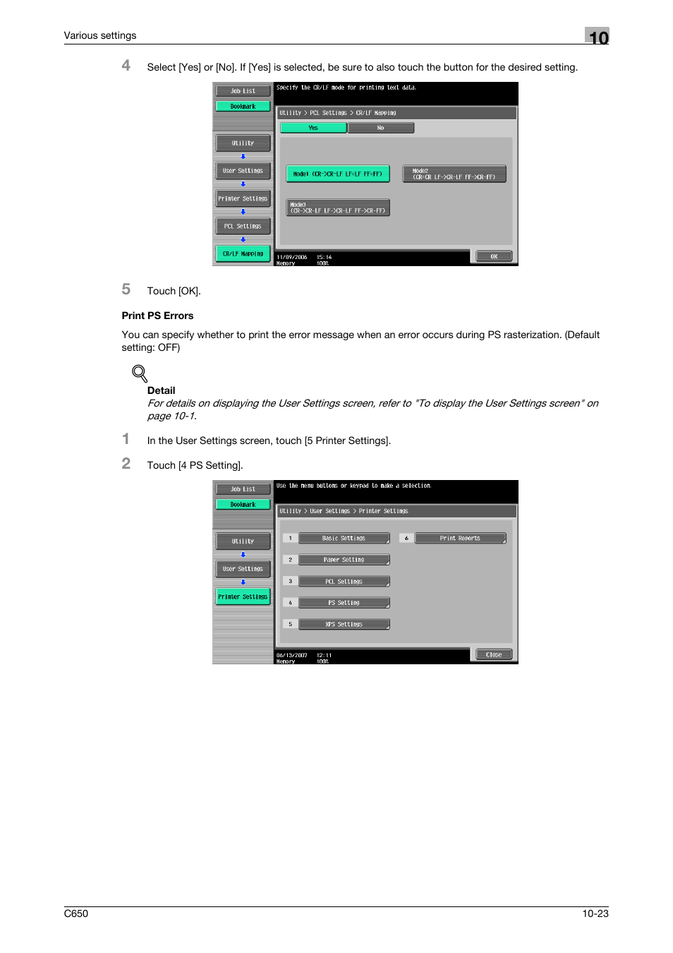 Print ps errors, Print ps errors -23 | Konica Minolta bizhub C650 User Manual | Page 267 / 303