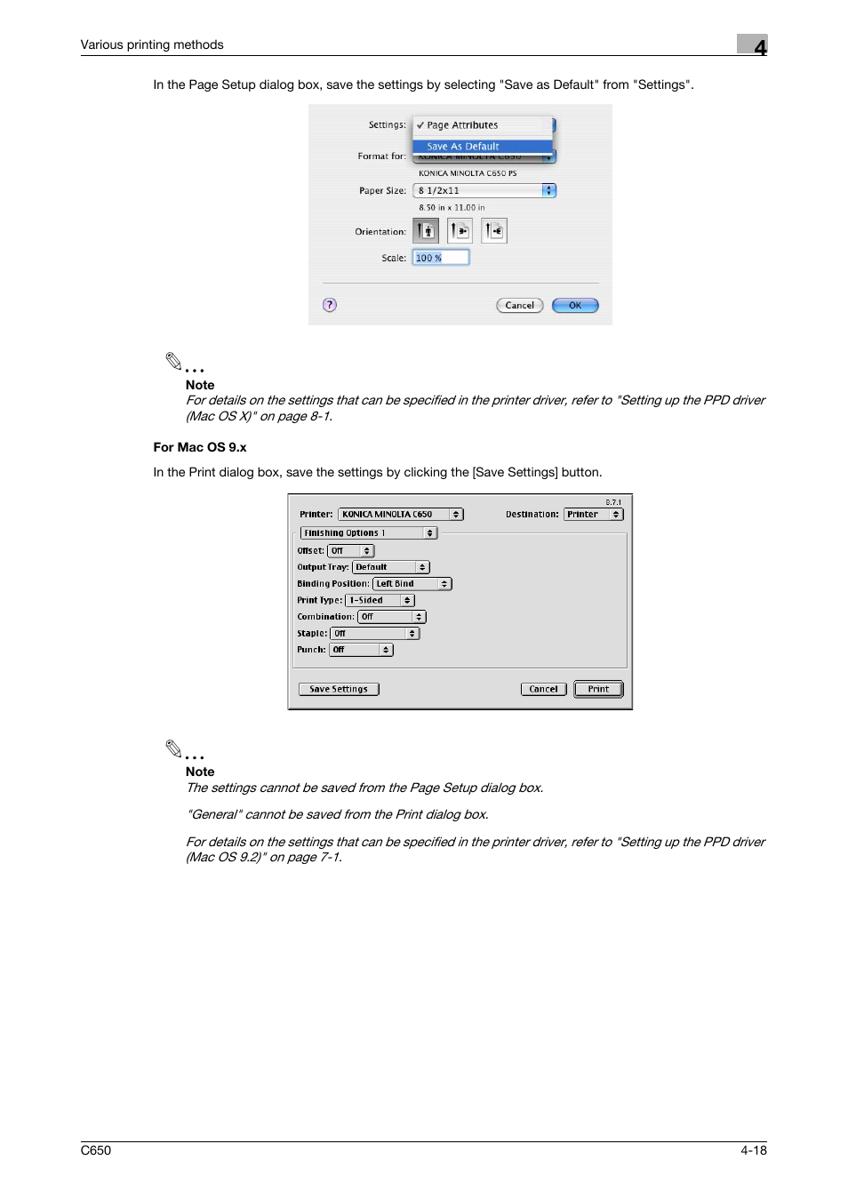 For mac os 9.x, For mac os 9.x -18 | Konica Minolta bizhub C650 User Manual | Page 96 / 303