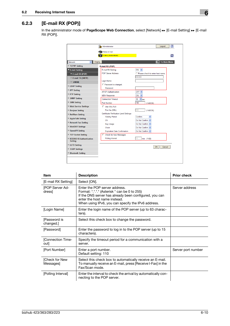 3 [e-mail rx (pop), E-mail rx (pop)] -10, E-mail rx (pop) | Konica Minolta BIZHUB 223 User Manual | Page 103 / 371
