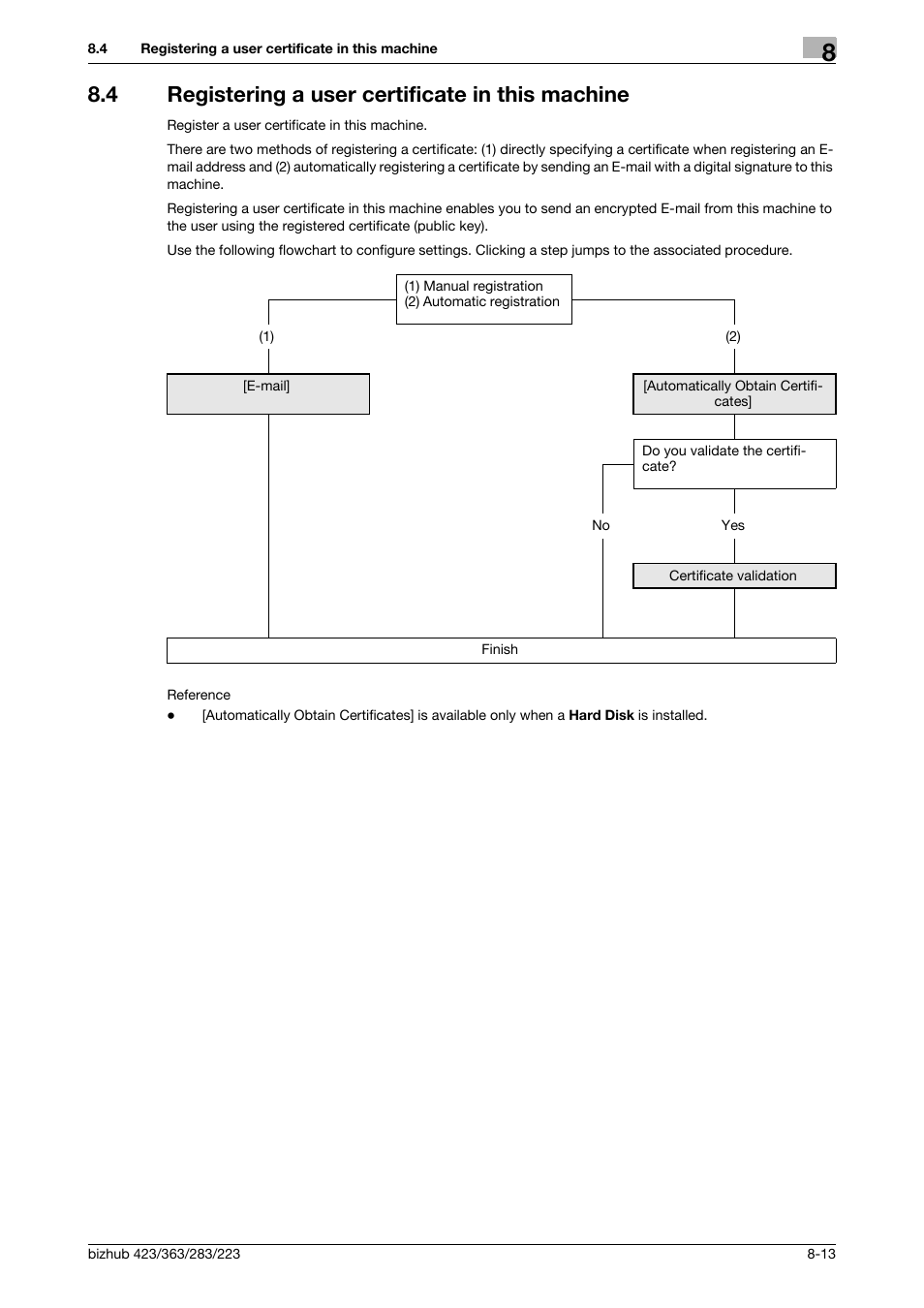 4 registering a user certificate in this machine, Registering a user certificate in this machine -13 | Konica Minolta BIZHUB 223 User Manual | Page 153 / 371