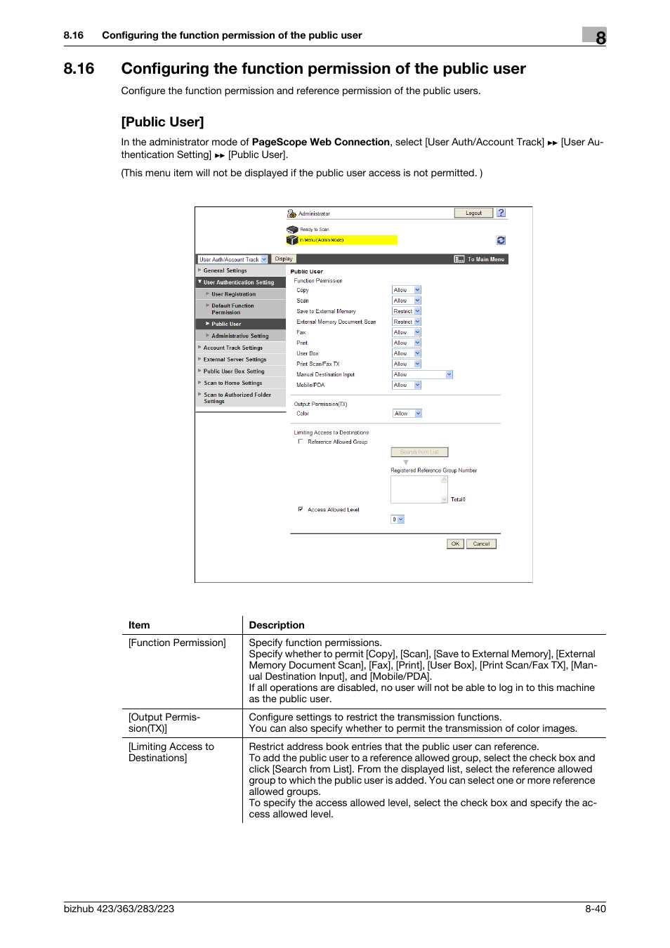 Public user | Konica Minolta BIZHUB 223 User Manual | Page 180 / 371