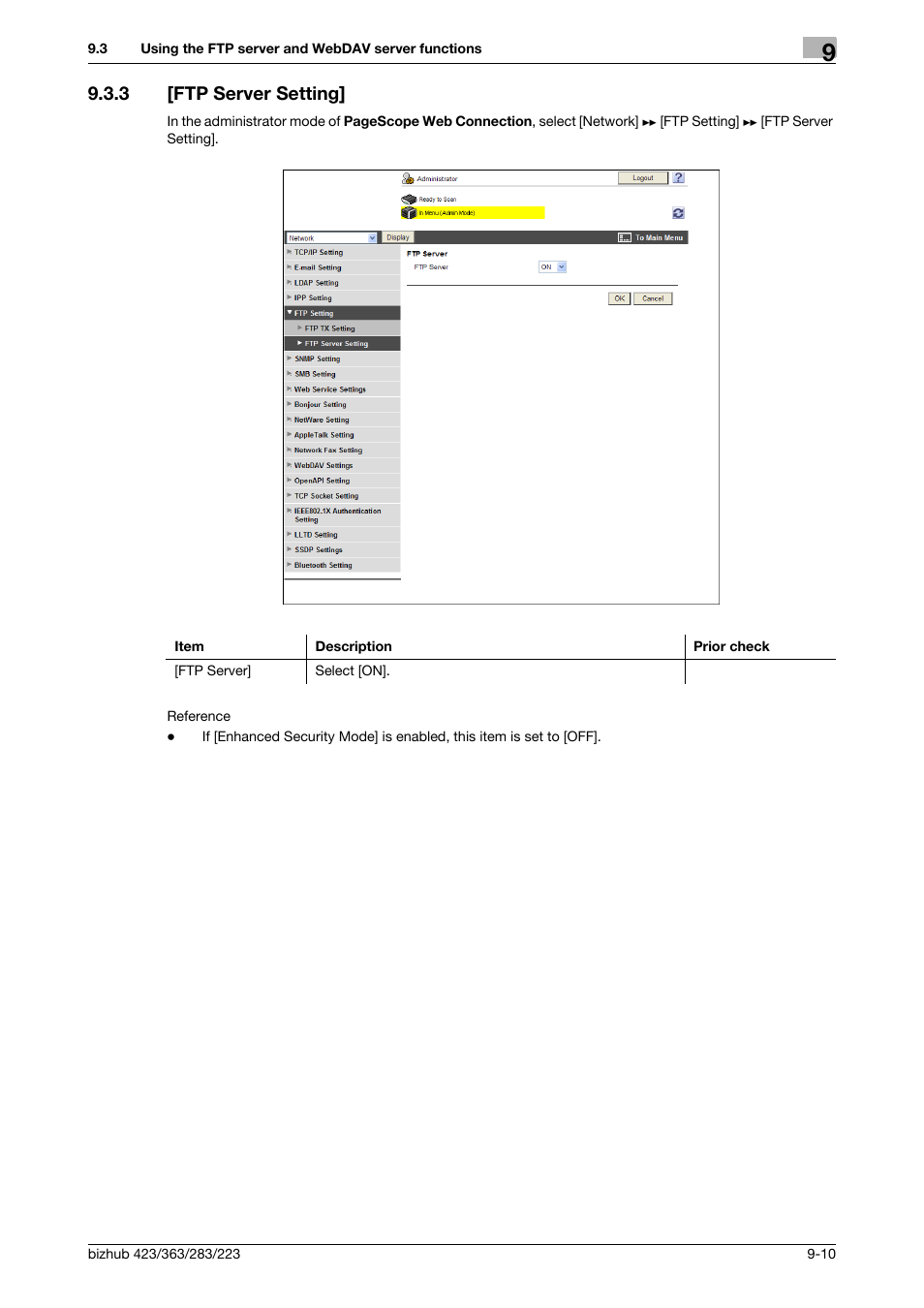 3 [ftp server setting, Ftp server setting] -10, Ftp server setting | Konica Minolta BIZHUB 223 User Manual | Page 192 / 371