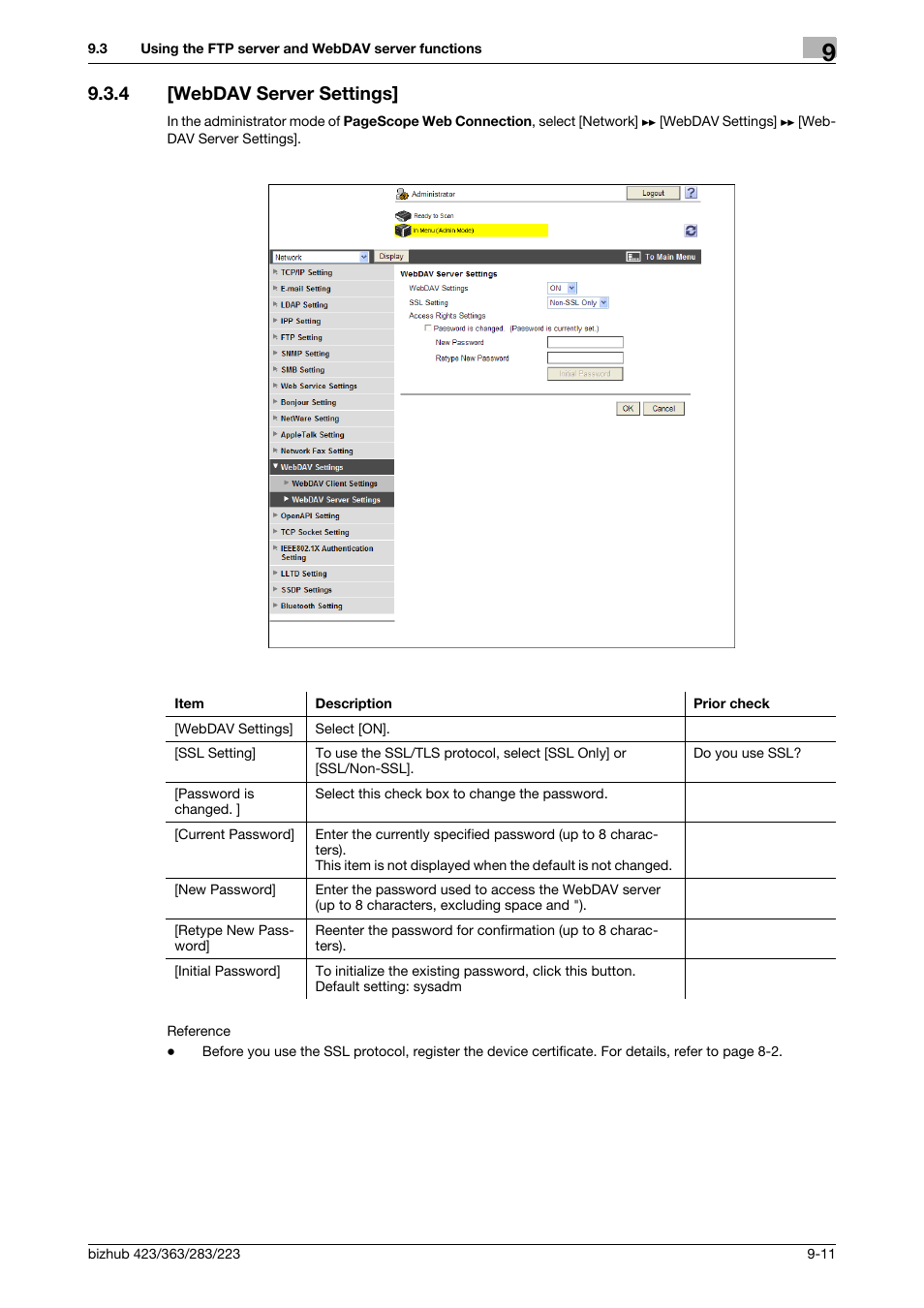 4 [webdav server settings, Webdav server settings] -11, Webdav server settings | Konica Minolta BIZHUB 223 User Manual | Page 193 / 371