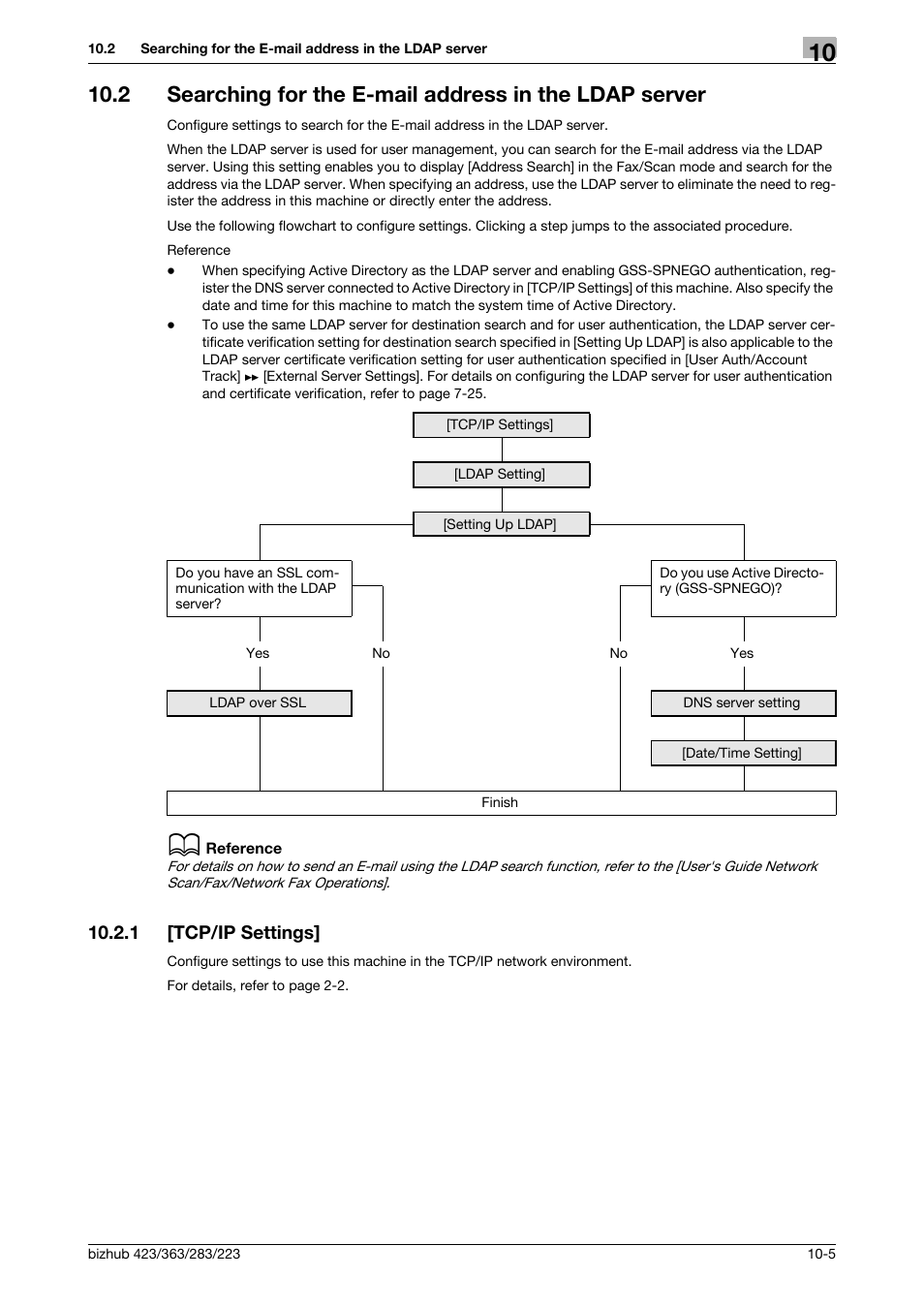 1 [tcp/ip settings, Tcp/ip settings] -5, P. 10-5) | Konica Minolta BIZHUB 223 User Manual | Page 199 / 371