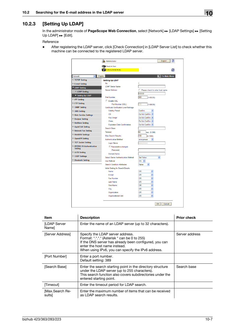3 [setting up ldap, Setting up ldap] -7, Setting up ldap | Konica Minolta BIZHUB 223 User Manual | Page 201 / 371