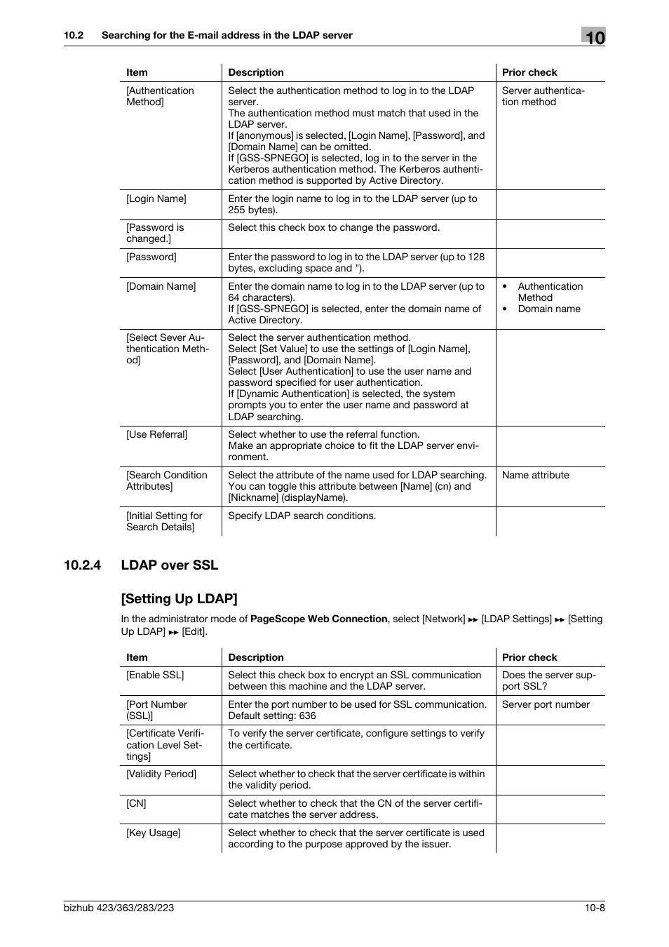 4 ldap over ssl, Setting up ldap, Ldap over ssl -8 [setting up ldap] -8 | Ldap over ssl, 4 ldap over ssl [setting up ldap | Konica Minolta BIZHUB 223 User Manual | Page 202 / 371