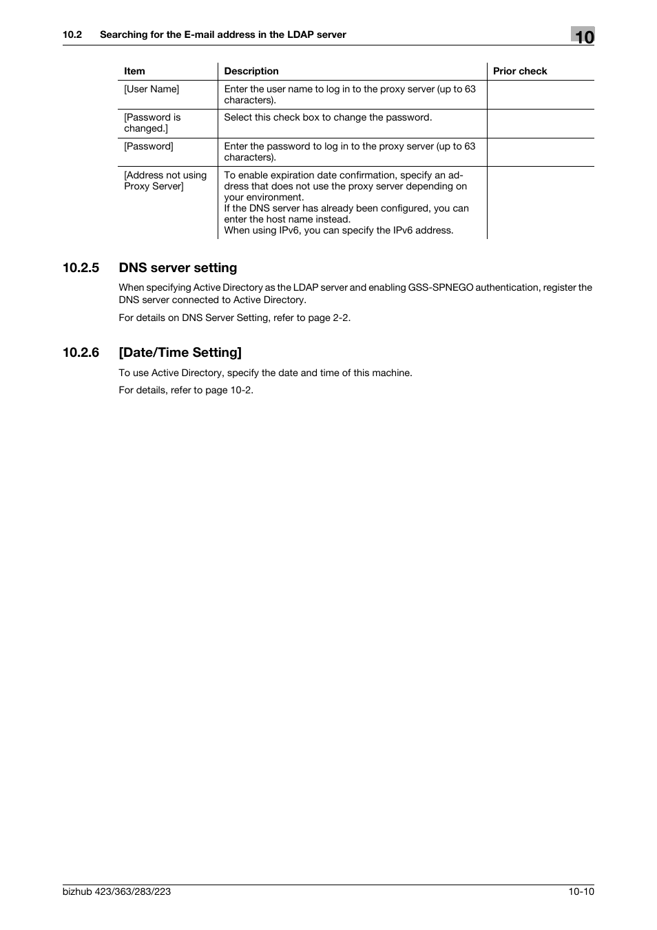 5 dns server setting, 6 [date/time setting, Dns server setting -10 | Date/time setting] -10, Dns server setting, Date/time setting | Konica Minolta BIZHUB 223 User Manual | Page 204 / 371